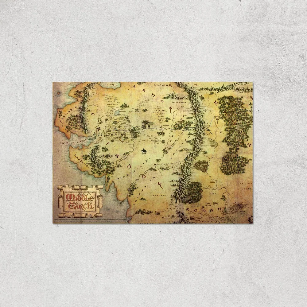 Lord Of The Rings Map Giclee Art Print - A4 - Print Only Image 1