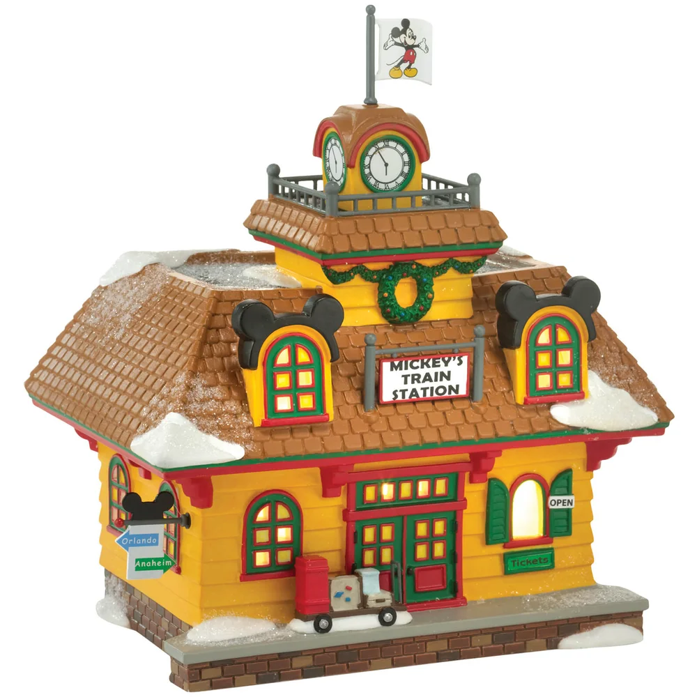 Disney Village Mickey's Holiday Train Station - UK Adaptor 18.5cm Image 1