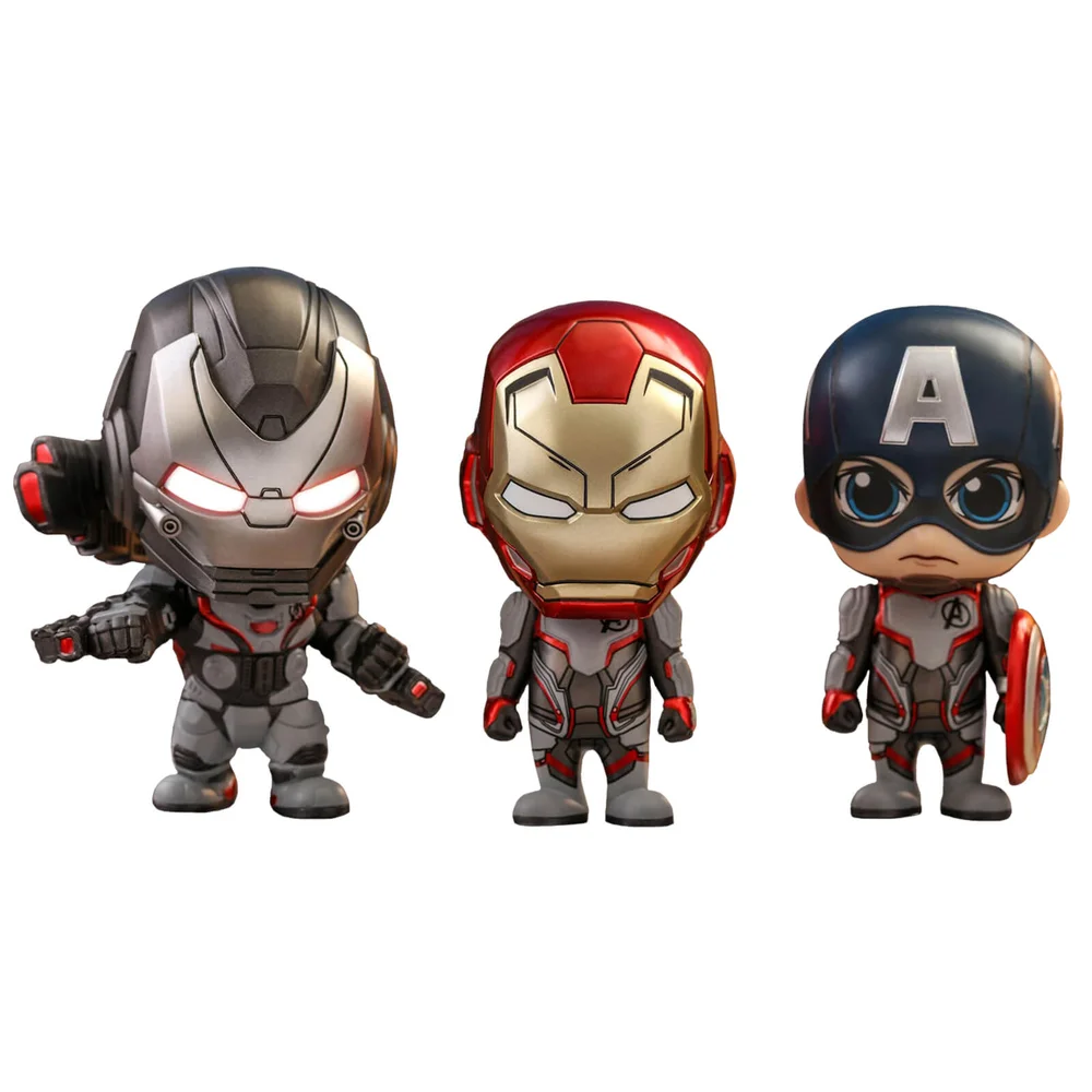 Hot Toys Avengers: Endgame Cosbaby Captain America, Iron Man and War Machine - Size S (Team Suit Version) (Set of 3) Image 1