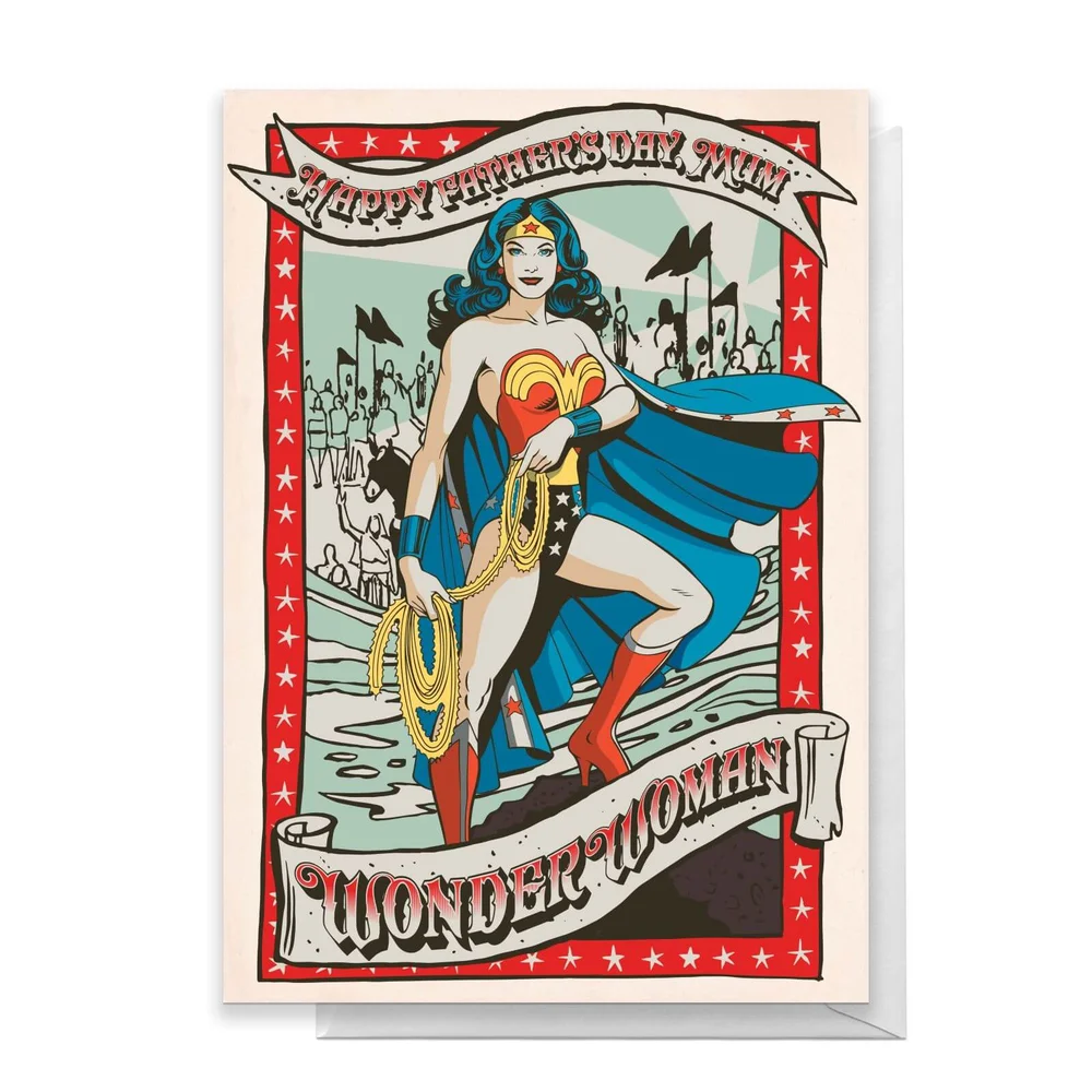 Wonder Woman Happy Father's Day To My Mum Greetings Card - Large Card Image 1