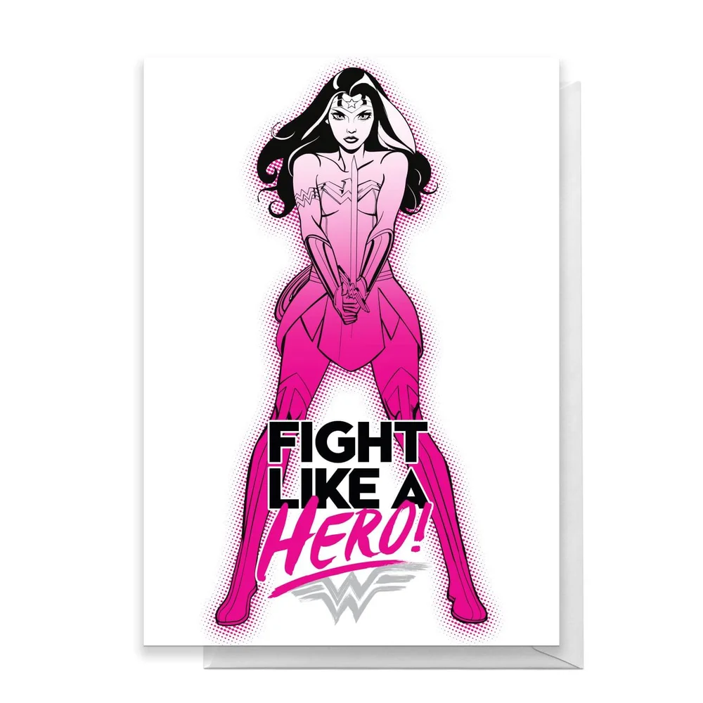 Wonder Woman Get Well Fight Like A Hero Greetings Card - Large Card Image 1