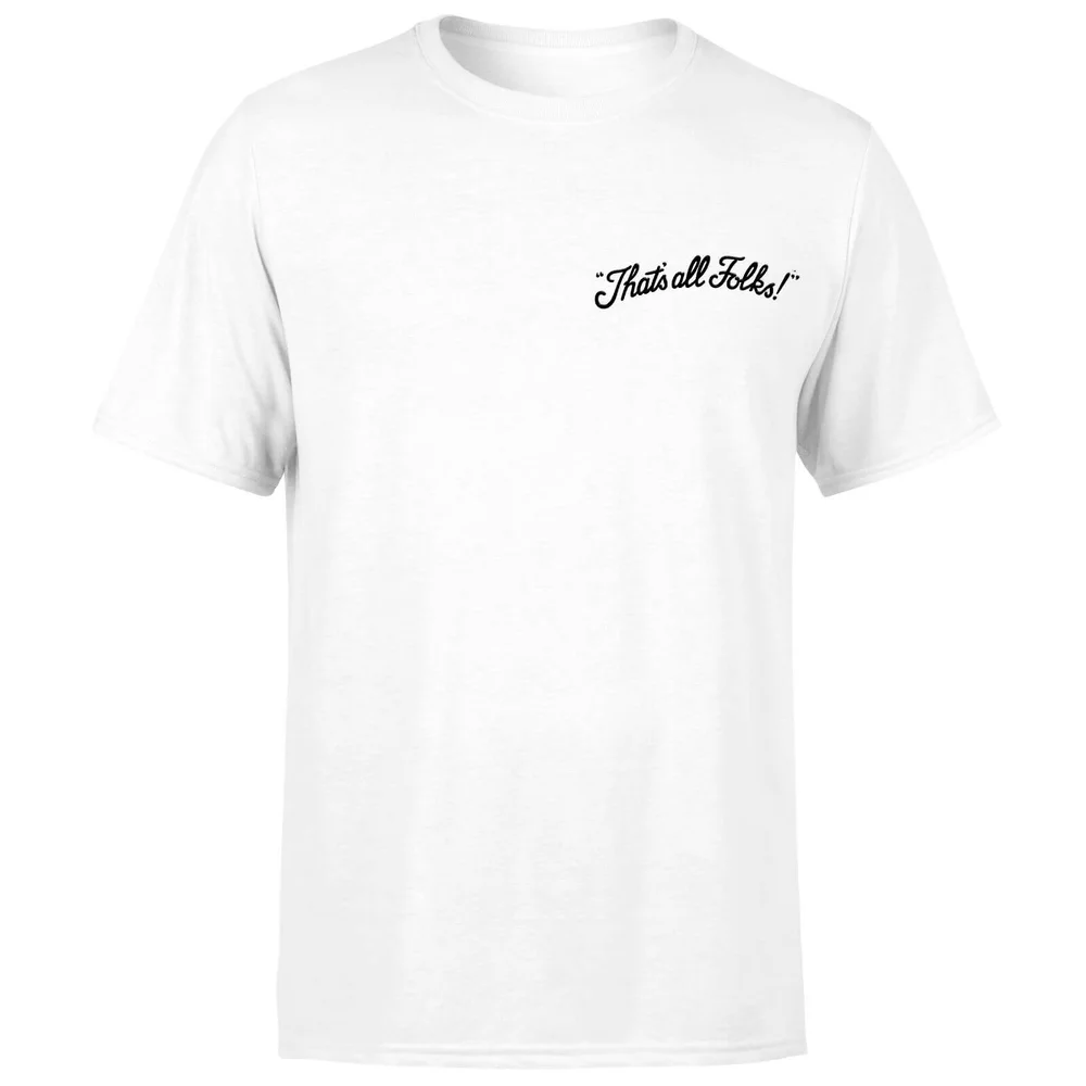 Looney Tunes That's All Folks Embroidered Unisex T-Shirt - White - S Image 1