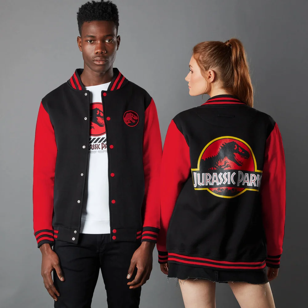 Jurassic Park Priimal Limited Variant Ranger Logo Unisex Varsity Jacket - Black/Red - S Image 1