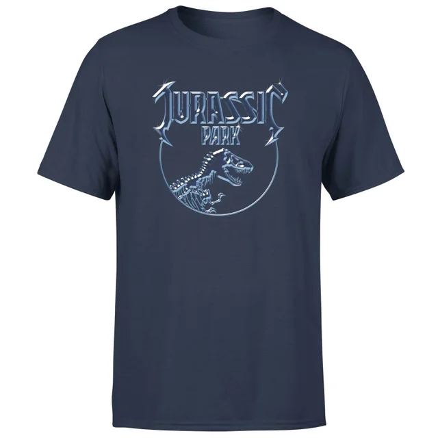 Jurassic Park Logo Metal Men's T-Shirt - Navy