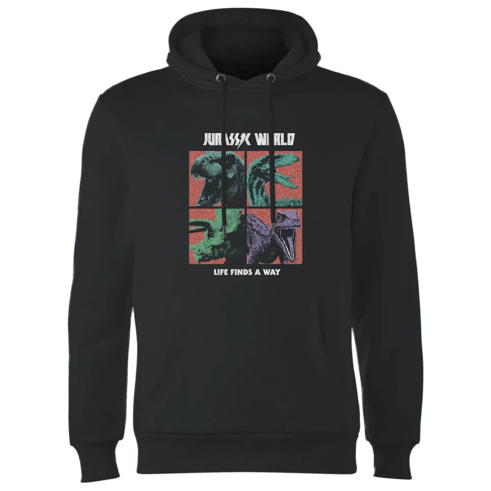 Jurassic Park World Four Colour Faces Hoodie - Black - S Image 1