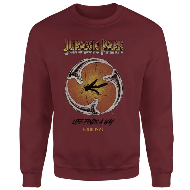 Jurassic Park Life Finds A Way Tour Sweatshirt - Burgundy