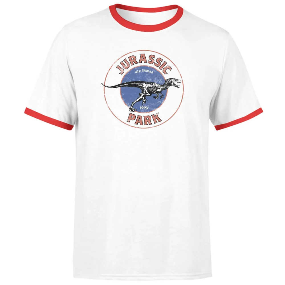 Jurassic Park Jurassic Target Unisex Ringer T-Shirt - White/Red - S Image 1