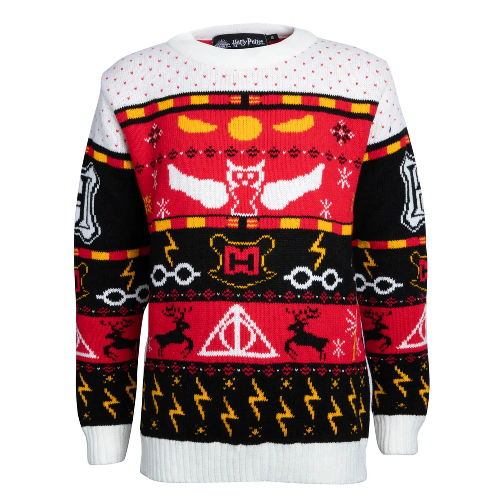 Harry Potter Kids Christmas Knitted Jumper - Red - M Image 1
