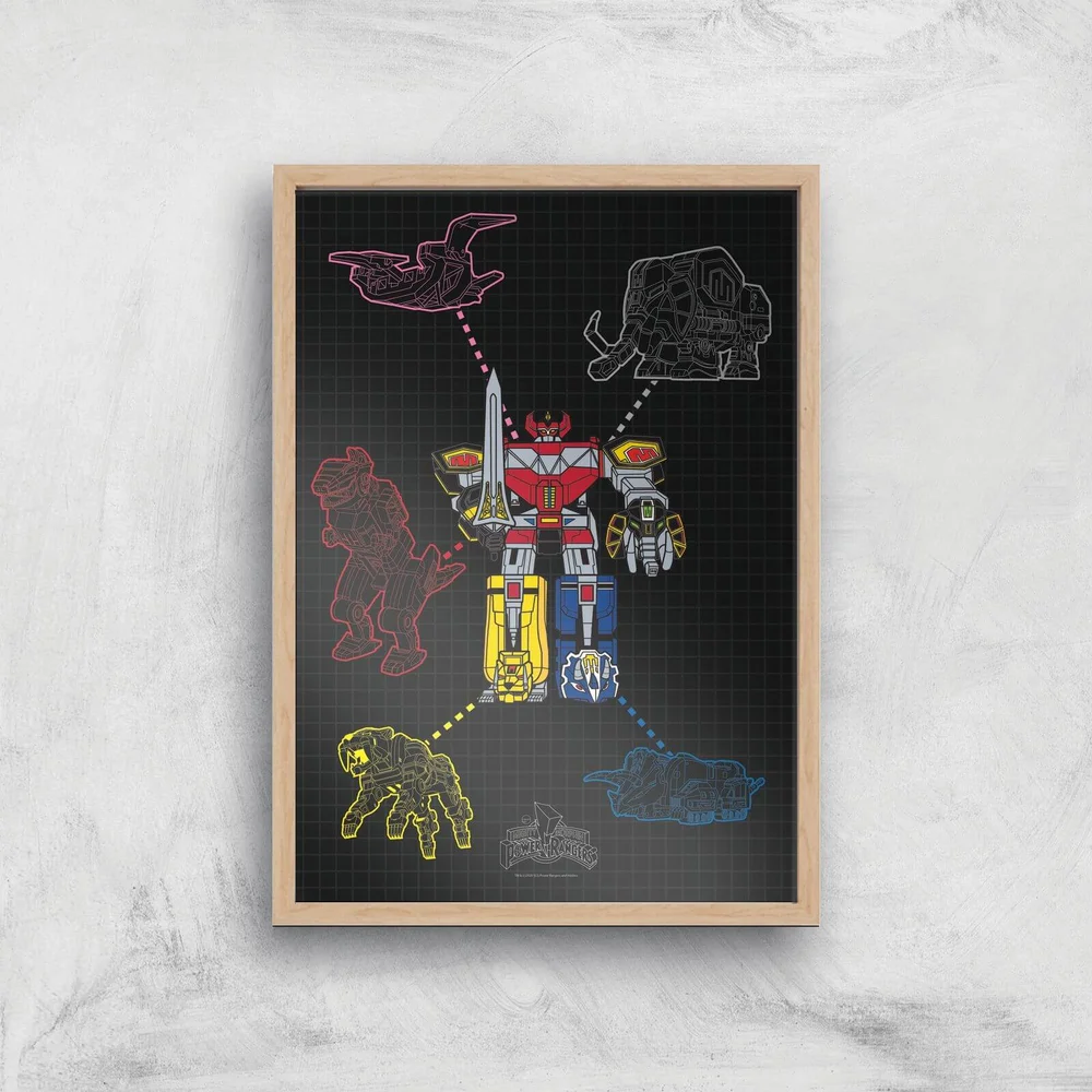 Power Rangers Megazord Giclee Print Giclee Art Print - A4 - Wooden Frame Image 1