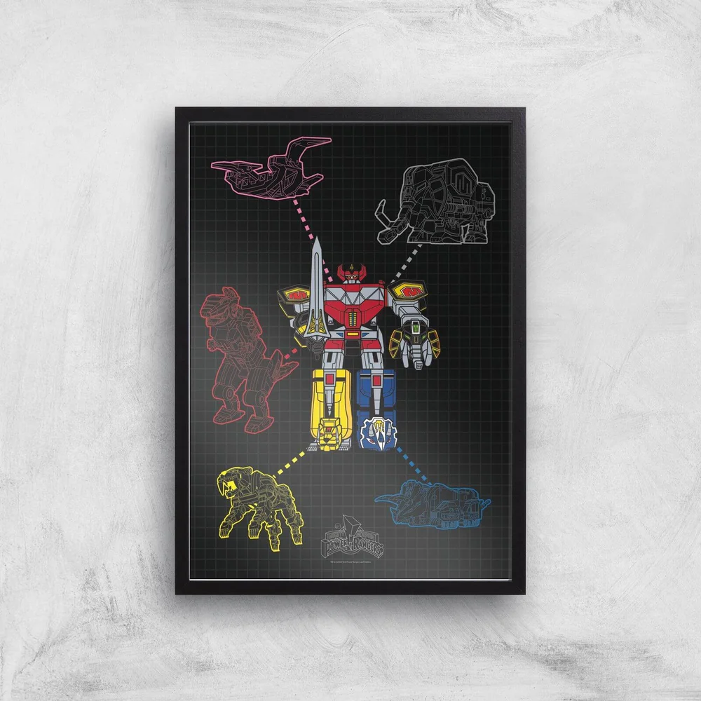 Power Rangers Megazord Giclee Print Giclee Art Print - A4 - Black Frame Image 1