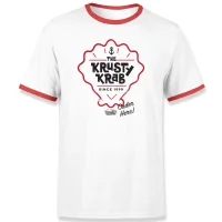 Spongebob Krusty Krab Unisex Ringer T-Shirt - White / Red