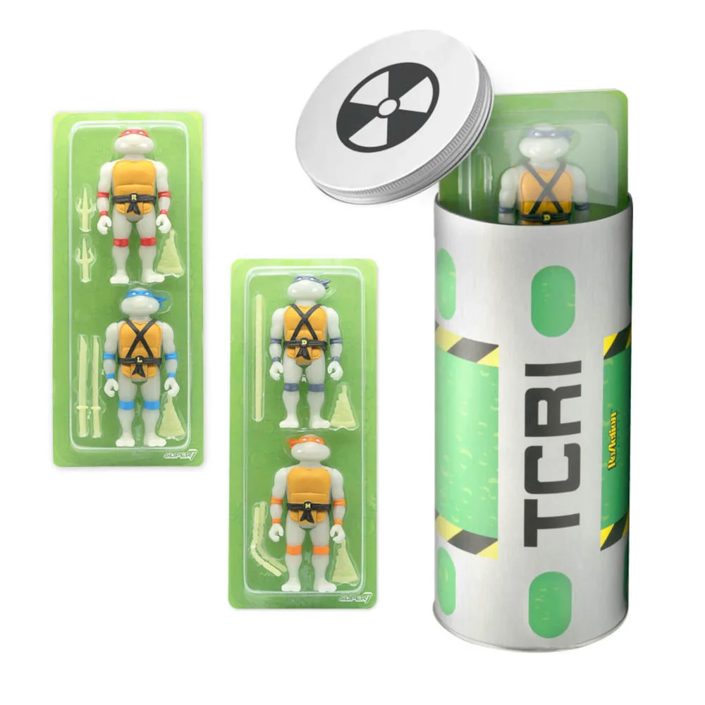 Super7 Teenage Mutant Ninja Turtles – Ooze Canister (SDCC 2020) ReAction Figure Set Image 1