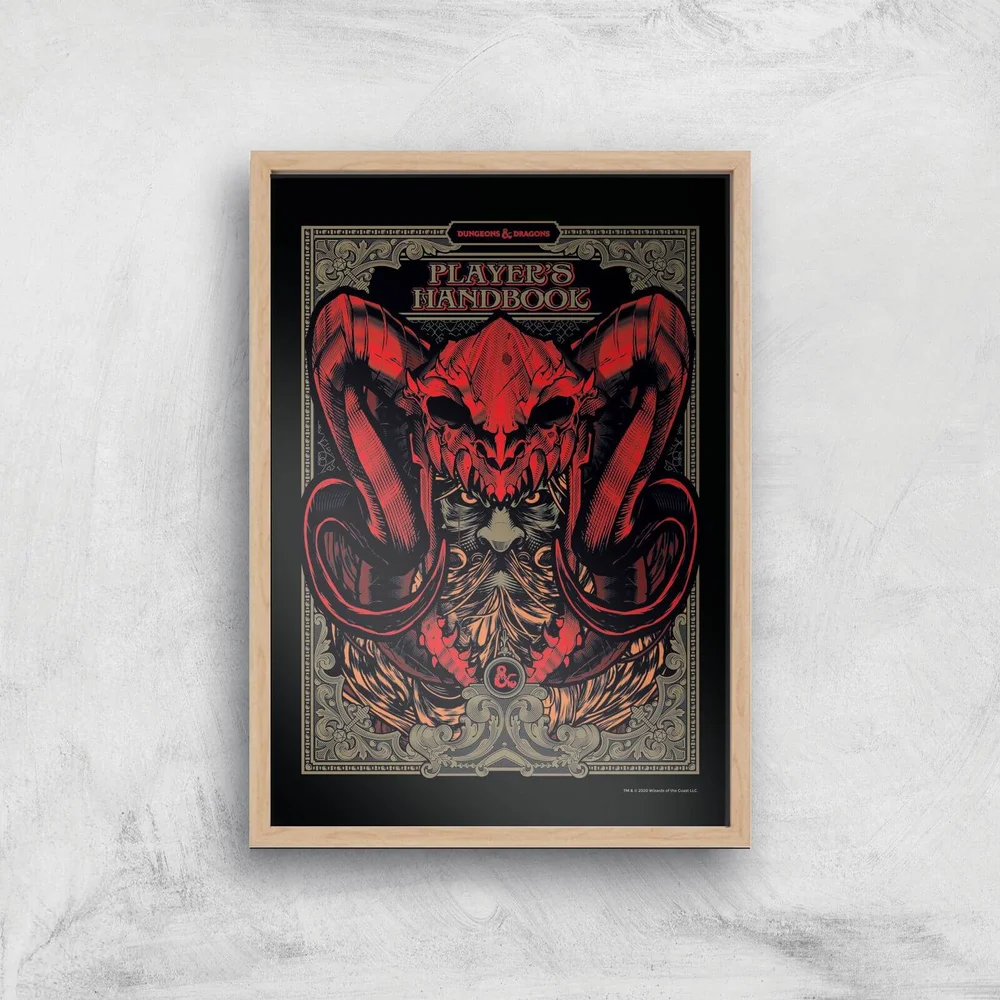 Dungeons & Dragons Players Handbook Giclee Art Print - A4 - Wooden Frame Image 1