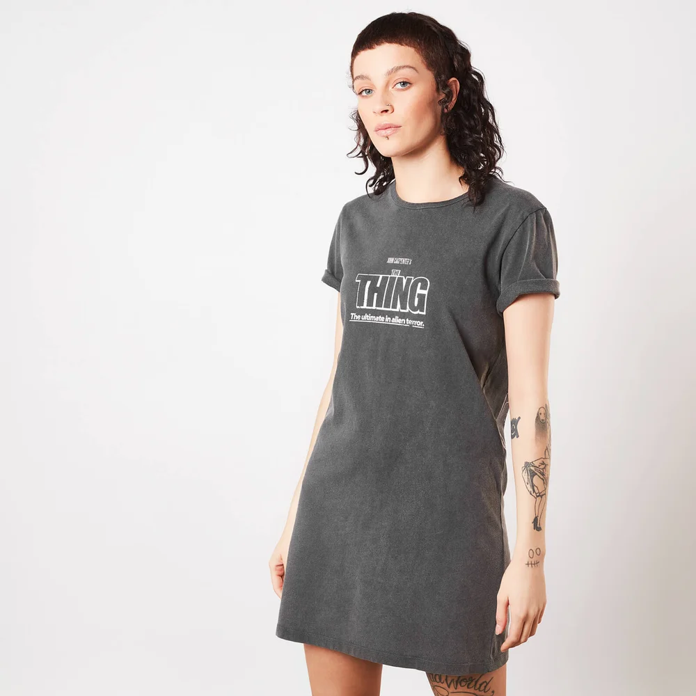 The Thing Nobody Trusts Anybody Women's T-Shirt Dress - Black Acid Wash - M Image 1