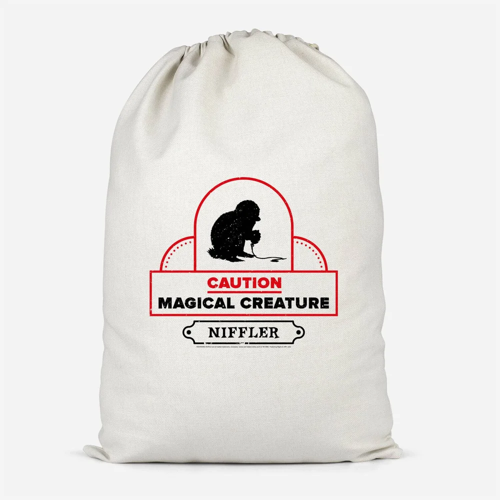 Caution Magical Creature Cotton Storage Bag - Small Image 1