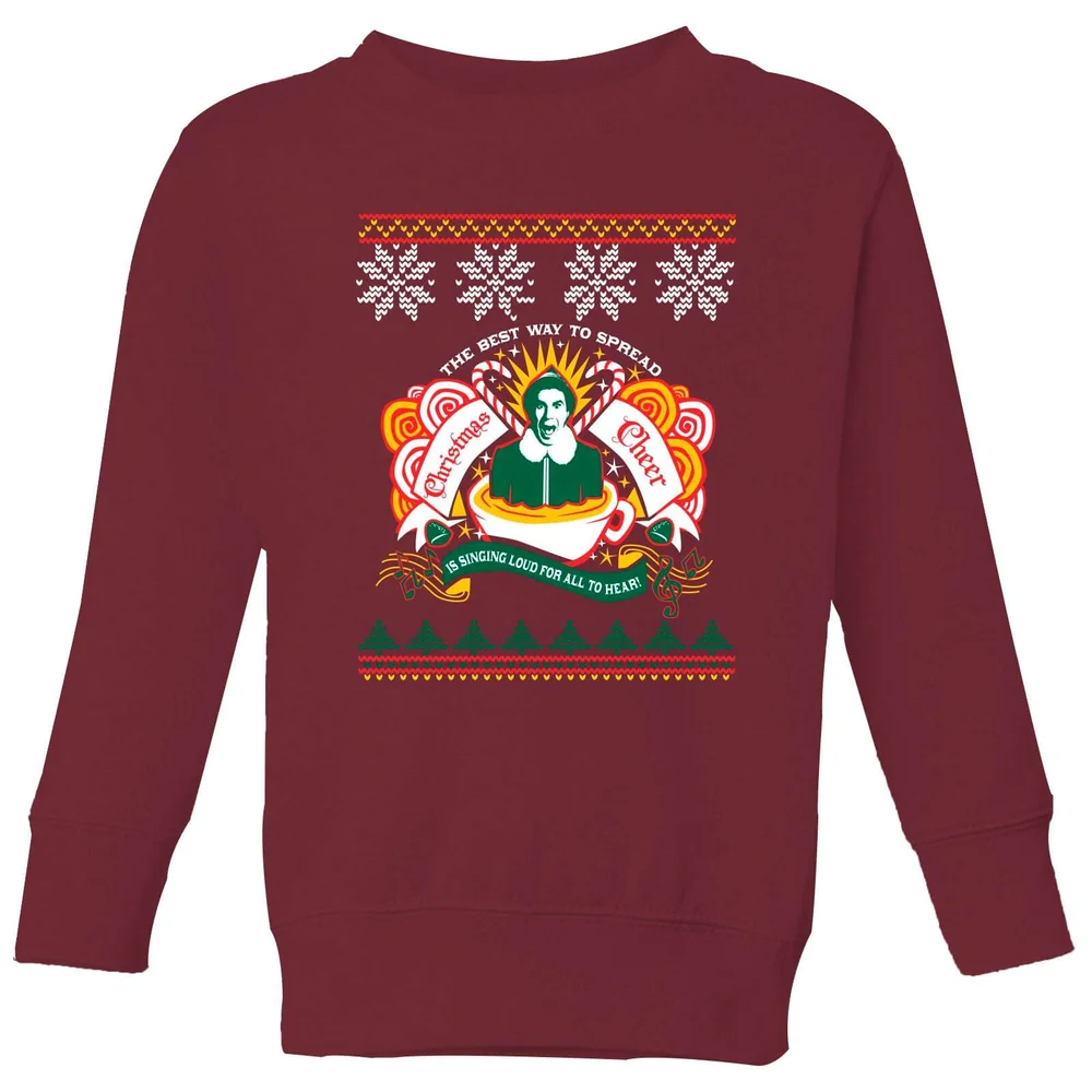 Christmas Cheer Kids' Christmas Jumper - Burgundy - 7-8 Years Image 1