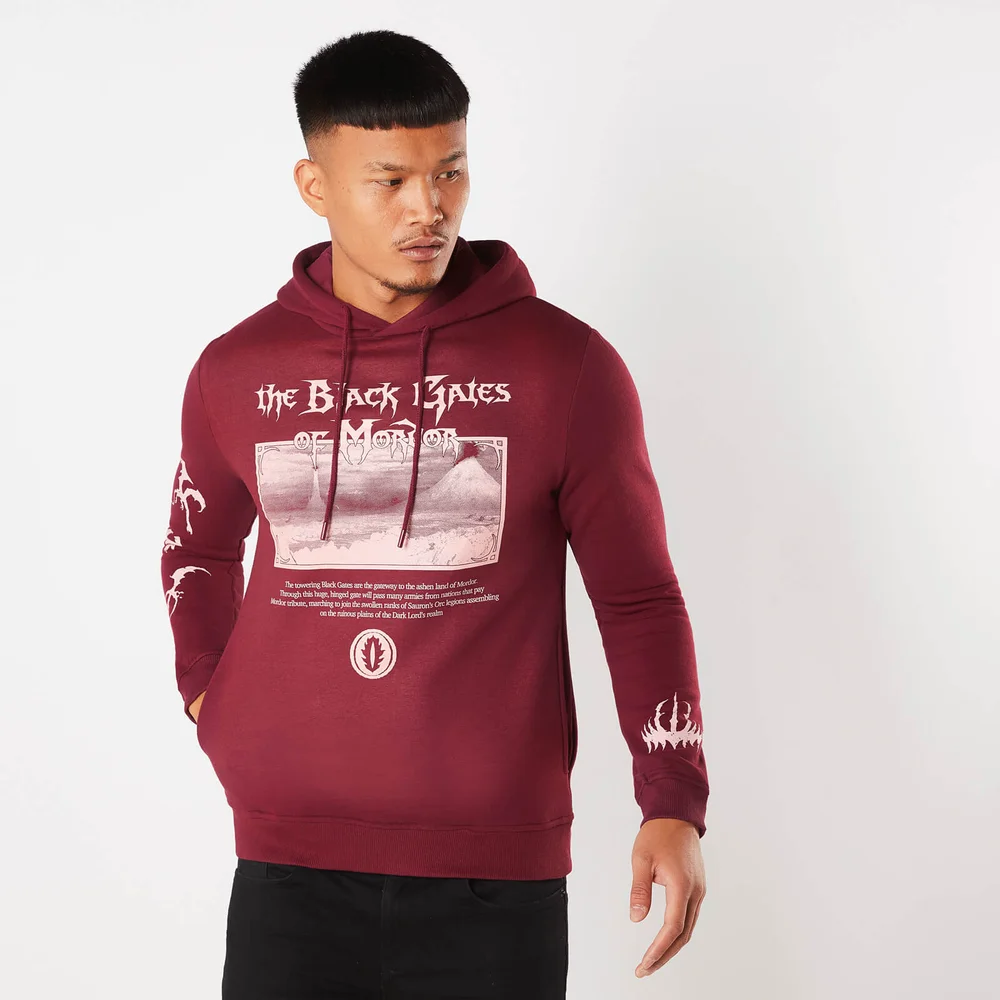 Lord Of The Rings The Black Gates Of Mordor Hoodie - Burgundy - XXL Image 1