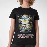 Ghostbusters Stay Puft Kanji Attack Women's T-Shirt - Black