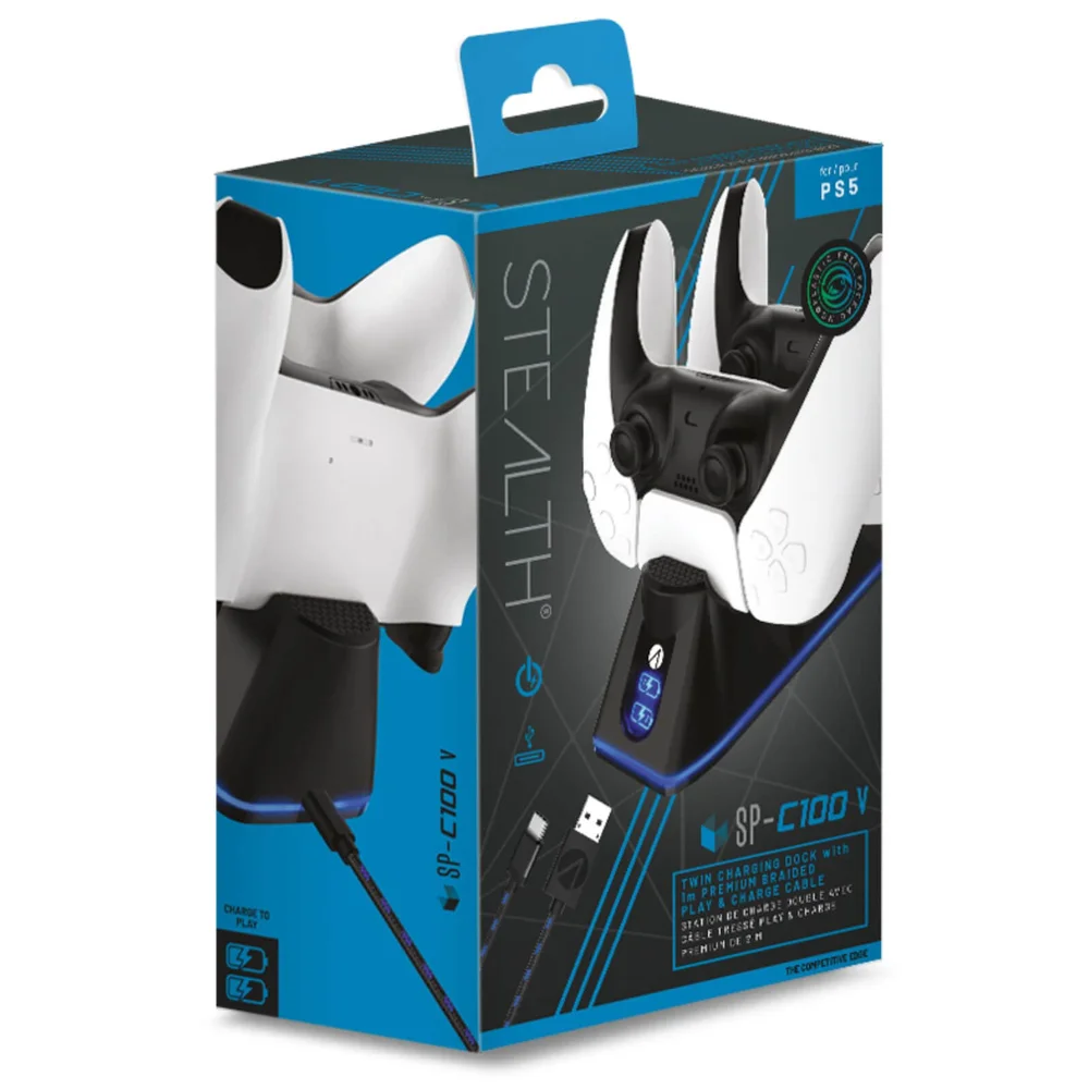 PS5 Twin USB Charging Dock & Play & Charge Cable - Black Image 1