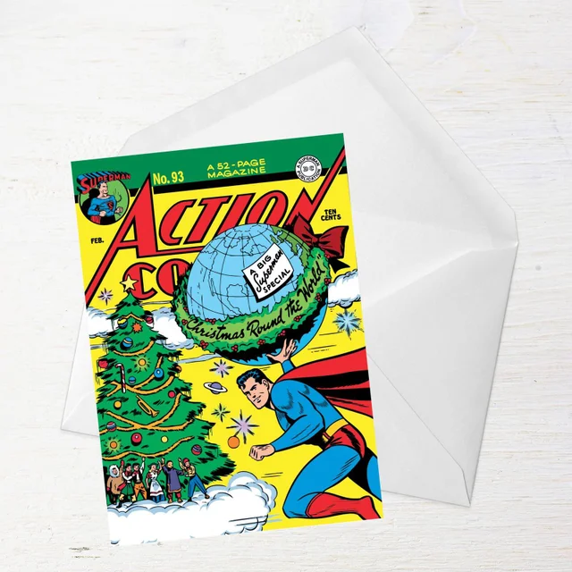Superman Christmas Tree Greetings Card