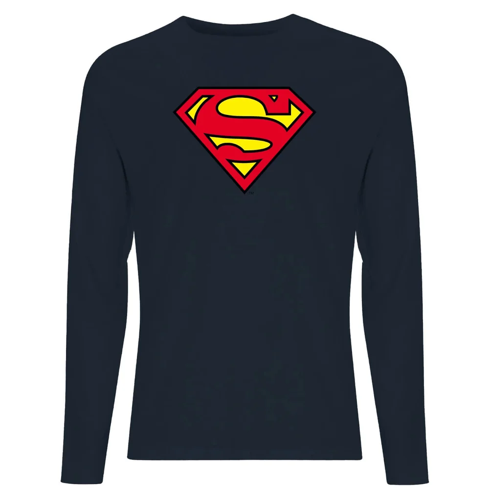 DC Official Superman Shield Unisex Long Sleeve T-Shirt - Navy - M Image 1