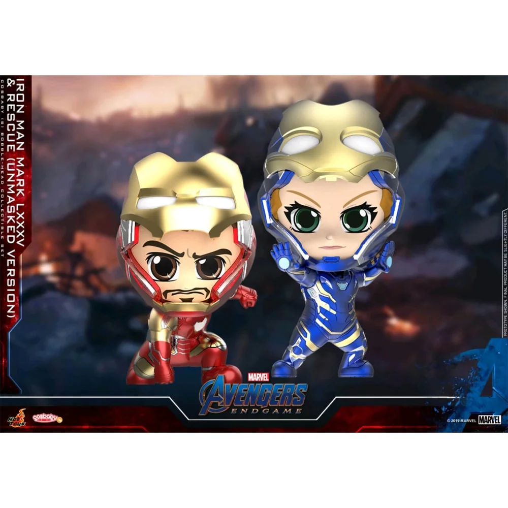 Hot Toys Cosbaby Marvel Avengers Endgame (Size S) - Iron Man Mark 85 & Rescue (Mask Open Version) (Set of 2) Image 1