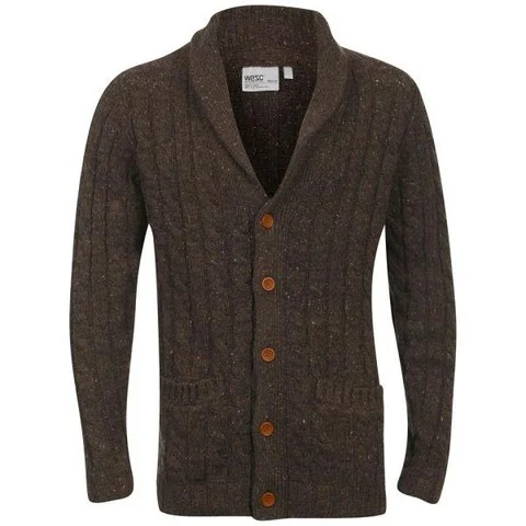 WeSC Men's Ewan Knitted Cardigan - Dark Brown Melange - S - Dark Brown Image 1