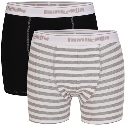 Lambretta Men's Two Pack Boxers - Black/Grey - S - Black/Grey Image 1