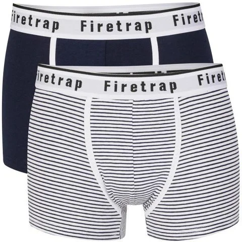 Firetrap Men's 2-Pack Striped Boxers - Black/Blue - S - Black/Blue Image 1