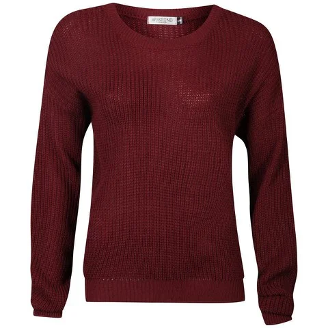 Moku Women's Fisherman Knit Jumper - Wine - S-M Image 1