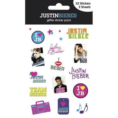 Justin Bieber I Love (Glitter) - Glitter Sticker Pack Image 1