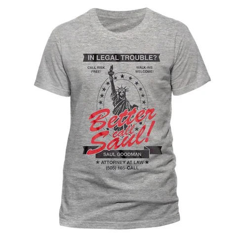 Breaking Bad Men's T-Shirt - In Legal Trouble Better Call Saul - Grey - S - Grey Image 1