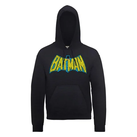 DC Comics Hoody Batman Retro Crackle Logo - Black - S - Black Image 1
