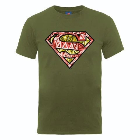 DC Comics Men's T-Shirt Superman Cells Logo - Military Green - S - Green Image 1