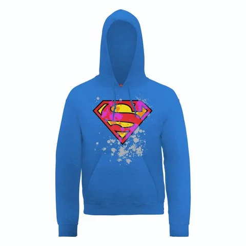 DC Comics Hoody Superman Splatter Logo - Royal Blue - S - Blue Image 1