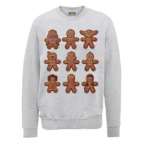 Star Wars Christmas Gingerbread Characters Sweatshirt - Heather Grey - S - Grey Image 1