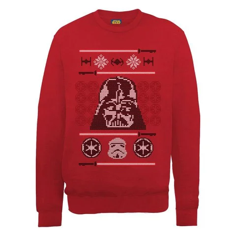 Star Wars Christmas Darth Vader Head Sweatshirt - Red - S - Red Image 1