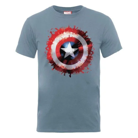 Marvel Avengers Assemble Captain America Art Shield Men's T-Shirt - Steel Blue - S - Blue Image 1