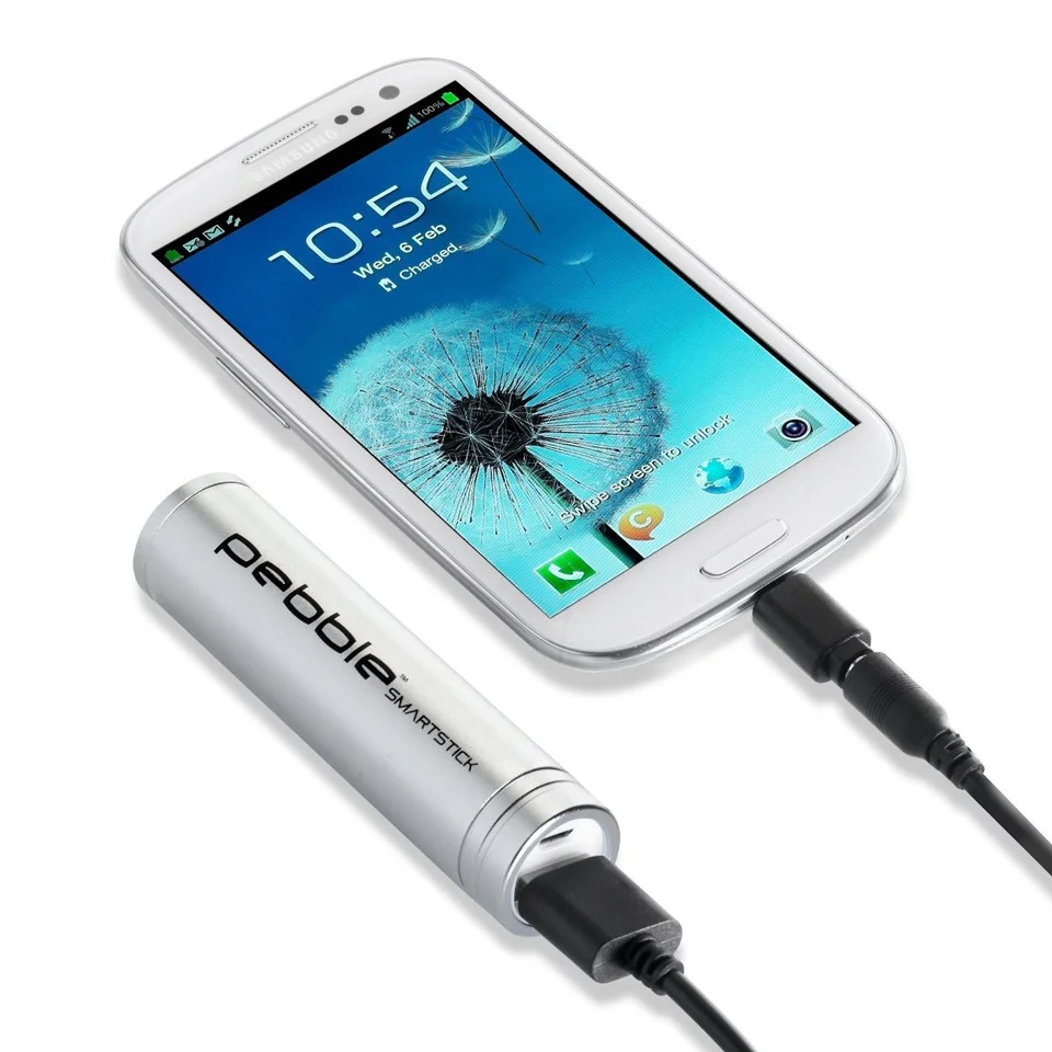Veho Pebble Smartstick Emergency Portable Battery Back Up Power - Silver (2200mAh) Image 1
