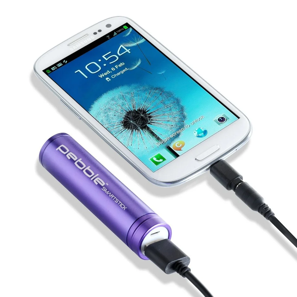 Veho Pebble Smartstick Emergency Portable Battery Back Up Power - Purple (2200mAh) Image 1