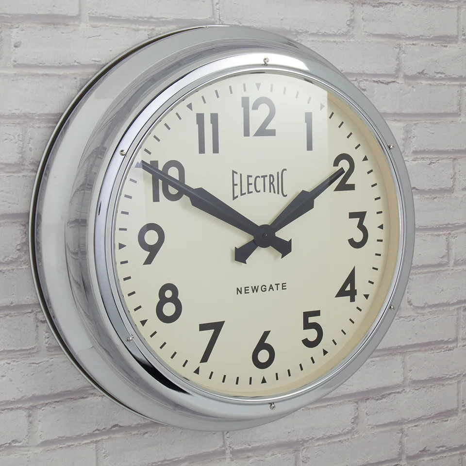 Newgate Giant Electric Wall Clock - Chrome Image 1