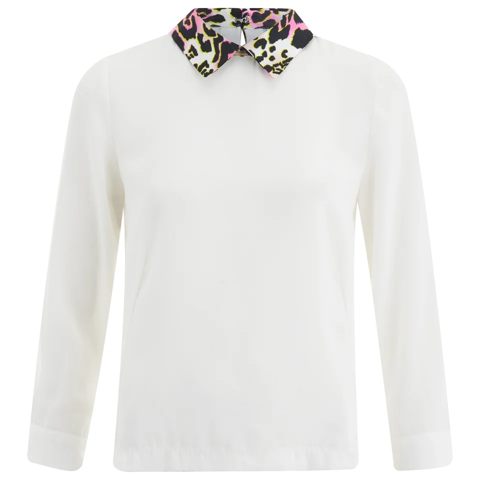 Vero Moda Women's Medine Contrast Collar Top - White - XS/UK 8 - White Image 1