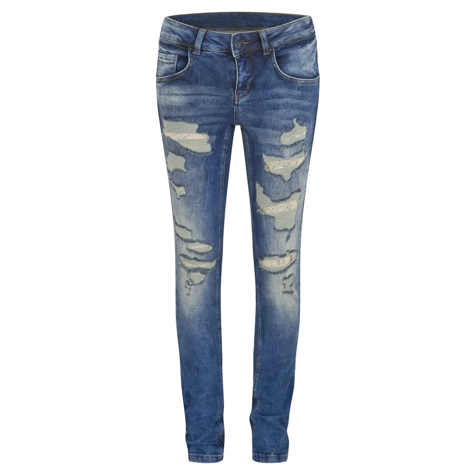 Vero Moda Women's Gambler Ripped Jeans - Medium Blue - W25/L32 - Blue Image 1