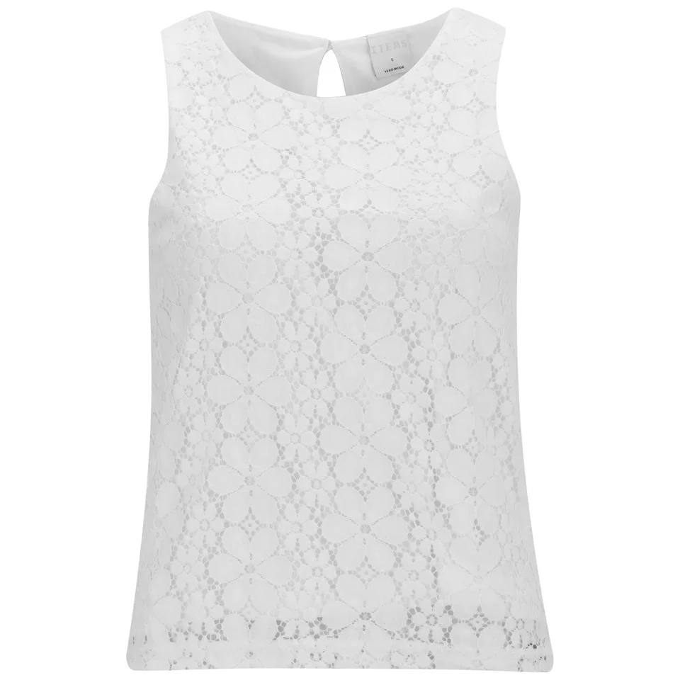 Vero Moda Women's Floral Lace Top - Snow White - XS/UK 8 - White Image 1
