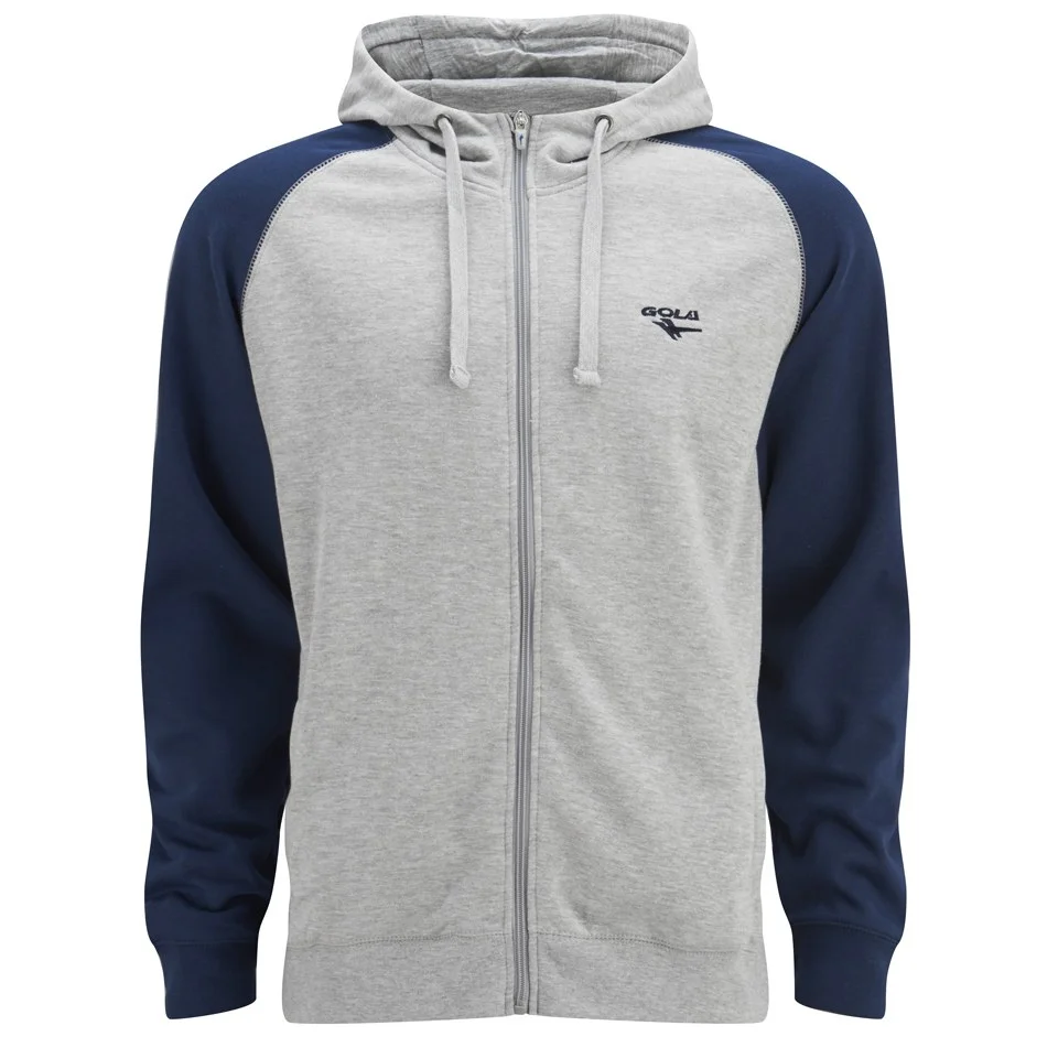 Gola Men's Eden Full Zip Hoody - Grey Marl/Dark Navy - S - Grey Image 1