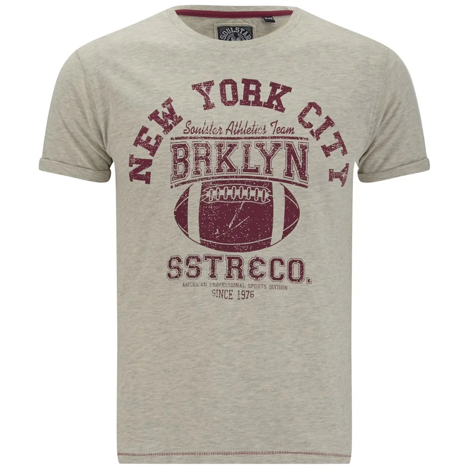 Soul Star Men's MT Strong Printed T-Shirt - Oatmeal Mel - S - Cream Image 1