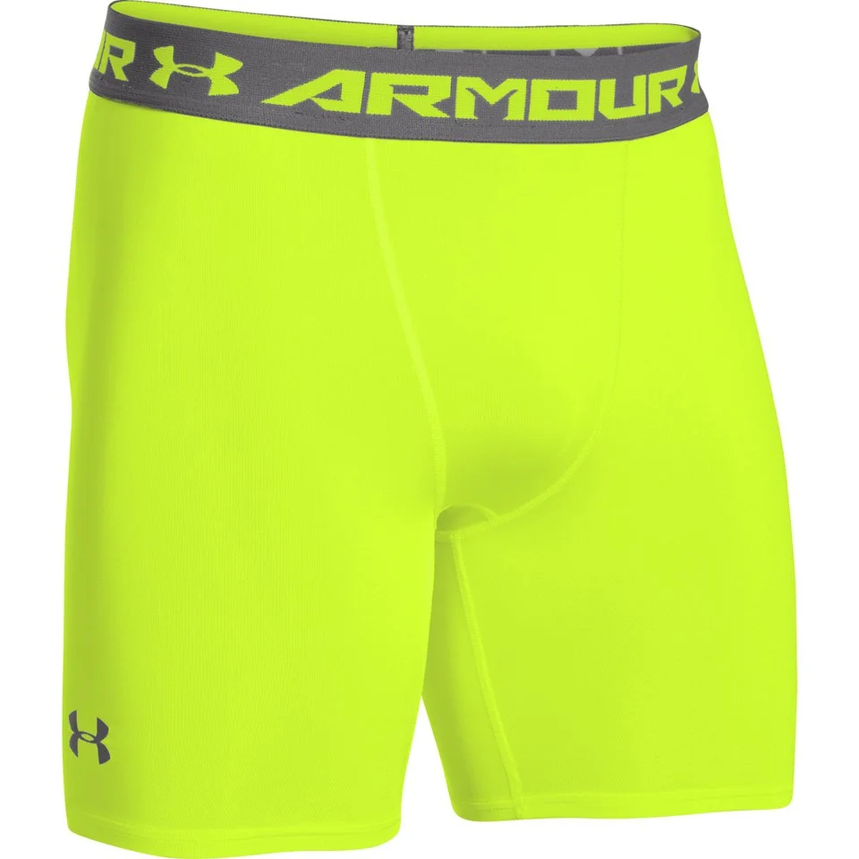 Under Armour Men's Armour Heat Gear Compression Training Shorts - Yellow/Graphite - S - Yellow/Grey Image 1