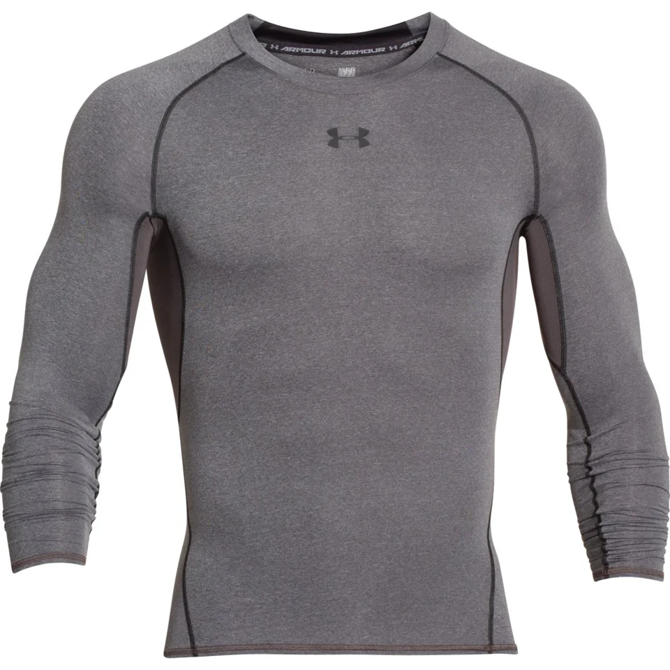 Under Armour Men's Armour HeatGear Long Sleeve Compression Top - Carbon Heather/Black - S - Grey/Black Image 1
