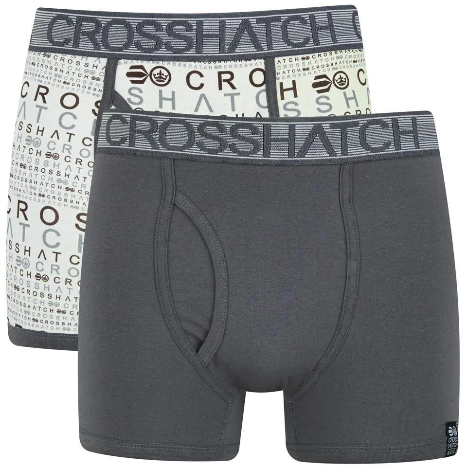Crosshatch Men's Squint 2-Pack Boxer Shorts - Vaporous Grey/Magnet - S - Grey/Black Image 1