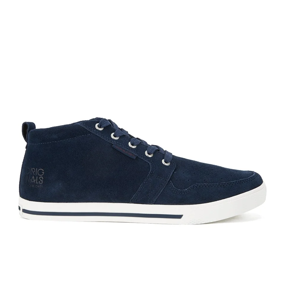 Jack & Jones Men's Juno Mid Suede Trainers - Navy/White - UK 6 - Blue Image 1